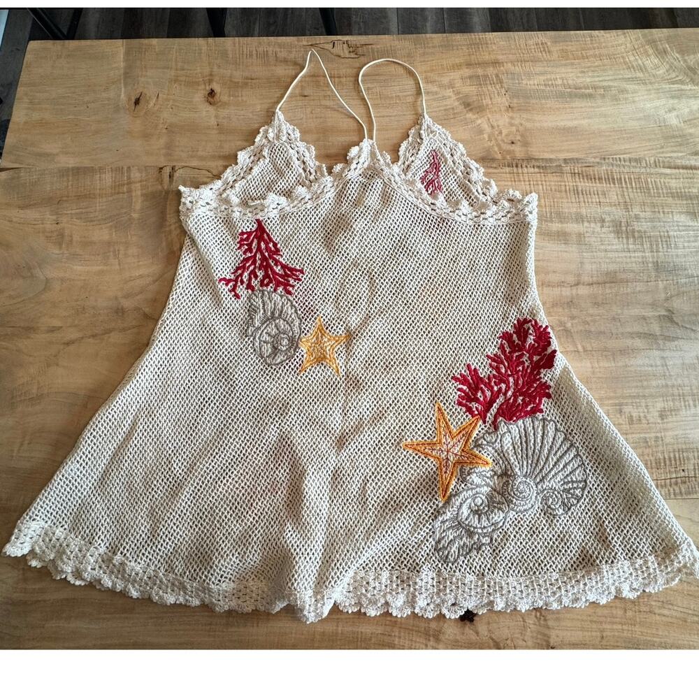 Anthropologie Celandine Crochet V-Neck Mini Dress. Med, NWT
